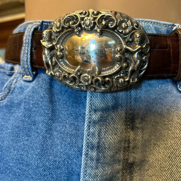 Vintage Y2K 1995 Brighton Cherub Belt Buckle Leather